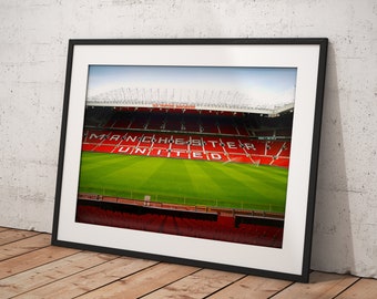 Old Trafford Stadium, Poster Framed Room Decor, Home Decor, Movie Poster for Gift, READY TO HANG