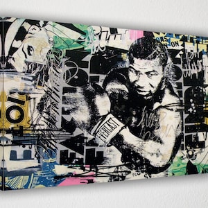 Mike Tyson Graffiti Poster Canvas Wall Art, Canvas Wall Decor, Canvas Print, Room Decor, Home Decor, Movie Poster for Gift, READY TO HANG