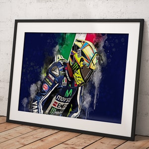 Valentino Rossi, Poster Framed, Print, Room Decor, Home Decor, Movie Poster for Gift, READY TO HANG