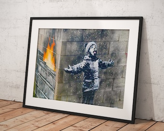 Banksy Wall Art Poster Ingelijst, Wall Art Print, Wall Decor, Canvas Print, Room Decor, Home Decor, Film Poster voor Gift, KLAAR OM OP TE HANGEN