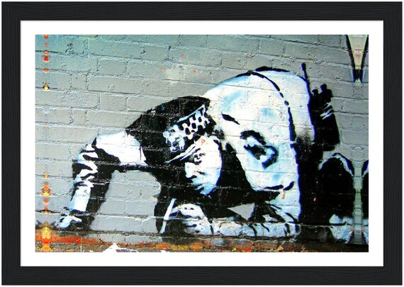 Banksy Wall Art Poster Framed, Wall Art Print, Wall Decor, Canvas Print,  Room Decor, Home Decor, Movie Poster for Gift, READY TO HANG 