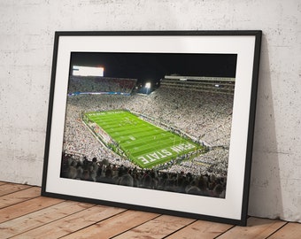Póster enmarcado de Penn State, Beaver Stadium, decoración del hogar, póster de película para regalo, listo para colgar.