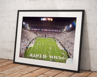 Penn State, Beaver Stadium, Decoración de la habitación con póster enmarcado, Decoración del hogar, Póster de película para regalo, LISTO PARA COLGAR