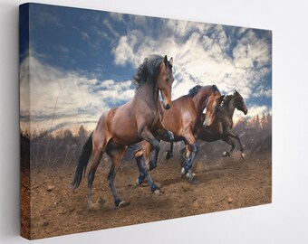 The Running Horses, Canvas Wall Art Print | Poster Print Decor for Home & Office Decoration I Poster or READY TO HANG