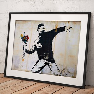 Banksy Wall Art Poster Framed, Wall Art Print, Wall Decor, Canvas Print, Room Decor, Home Decor, Movie Poster for Gift, READY TO HANG