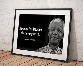 Nelson Mandela Quote Poster Framed, Wall Decor,   Poster Framed Room Decor, Home Decor, Movie Poster for Gift, READY TO HANG