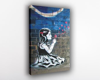 Banksy Girl Canvas Wall Art Poster | Print Wall Decor, Canvas Print, Room Decor Home Decor, Movie Poster for Gift READY TO HANG