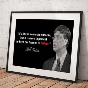 Bill Gates Poster, Motivational Quote Poster Framed, Wall Art Print, Room Decor, Home Decor, Movie Poster for Gift, READY TO HANG