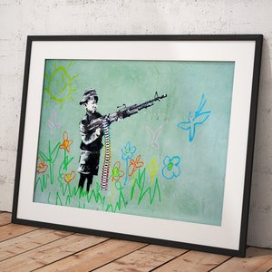 Banksy Wall Art Poster Framed, Wall Art Print, Wall Decor, Canvas Print, Room Decor, Home Decor, Movie Poster for Gift, READY TO HANG