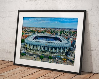 Póster del Santiago Bernabéu del Real Madrid, póster enmarcado para decoración de habitación, decoración del hogar, póster de película para regalo, listo para colgar.
