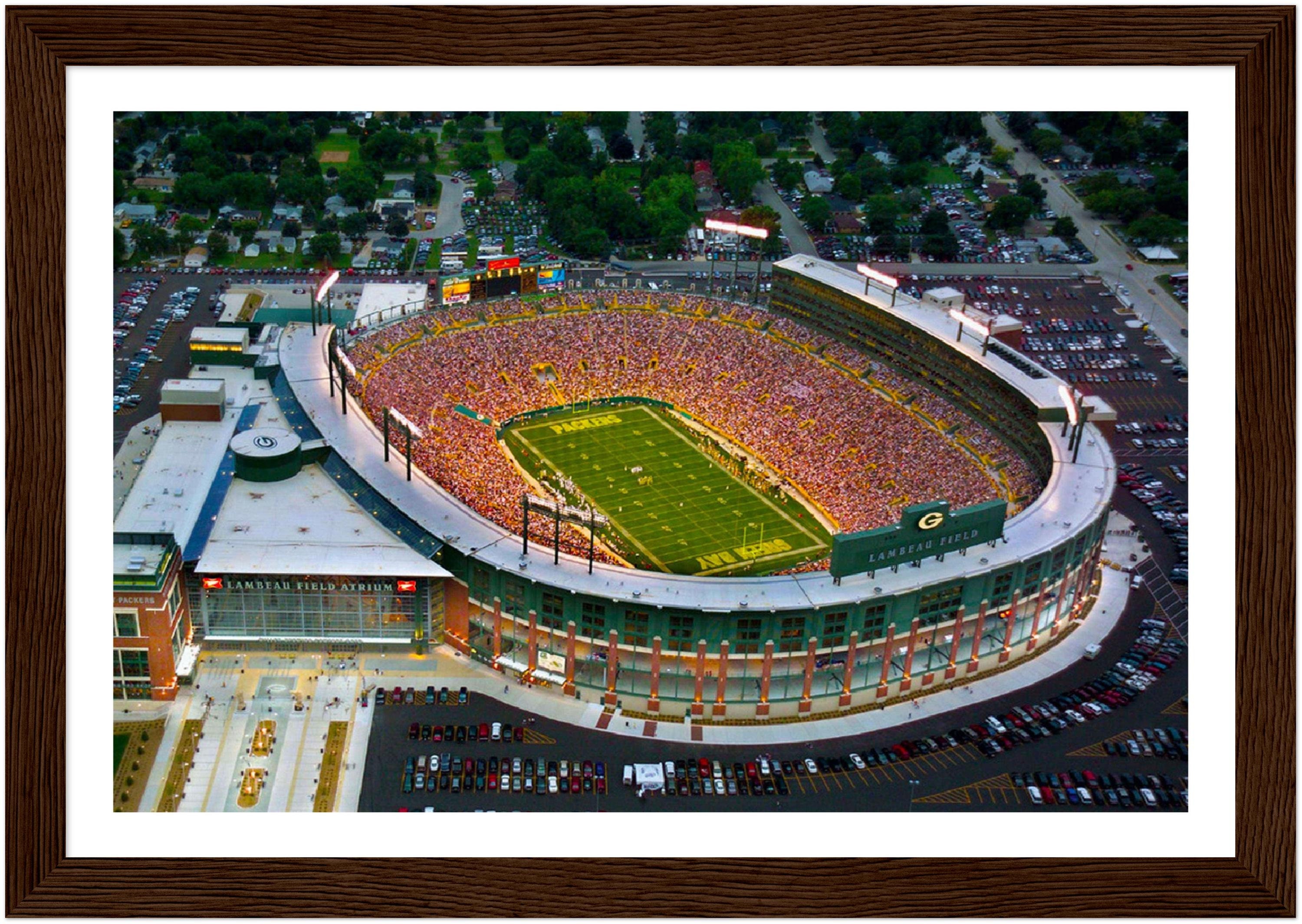 Lambeau Field Canvas Wall Art - Green Bay Packers Stadium Picture, 3 Panel 40x60 Inch Framed Ready To Hang