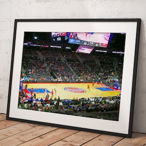 Detroit Pistons Little Caesars Arena, Poster Framed Room Decor, Home Decor, Movie Poster for Gift, READY TO HANG
