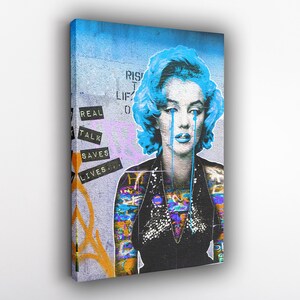Marilyn Monroe Art Street Graffiti Poster Art Canvas, Wall Decor, Canvas Print, Room Decor, Home Decor, Movie Poster for Gift, READY TO HANG