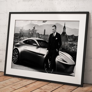 James Bond 007 Poster Car, Wall Art Poster Framed, Wall Decor, Canvas Print, Room Decor, Home Decor, Movie Poster for Gift, READY TO HANG