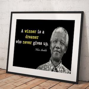 Nelson Mandela Quote, Wall Decor,   Poster Framed Room Decor, Home Decor, Movie Poster for Gift, READY TO HANG
