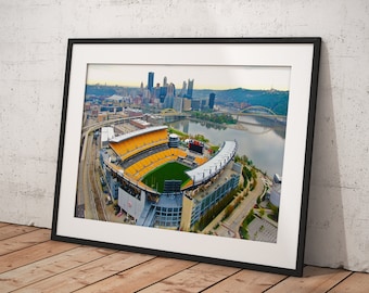 Póster enmarcado del estadio Heinz Field de los Pittsburgh Steelers, decoración de pared, decoración de habitación, decoración del hogar, póster de película para regalo, listo para colgar.