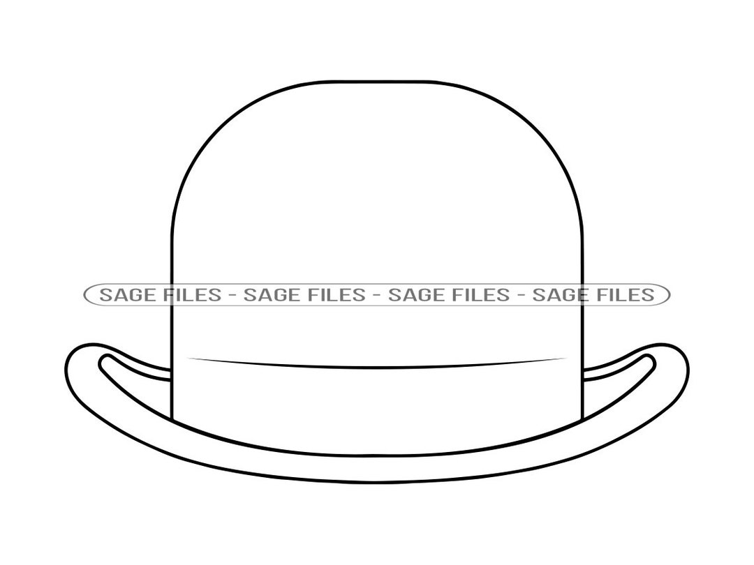 Bowler Hat Outline SVG, Hat Svg, Bowler Hat Clipart, Bowler Hat Files