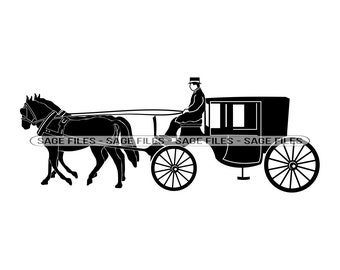 Carruaje de caballos # 2 SVG, Carruaje de caballos SVG, Entrenador svg, Clipart de entrenador, Archivos de entrenador para Cricut, Archivos de corte para silueta, Png, Dxf
