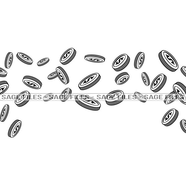 Raining Coins SVG, Raining Money Svg, Coins Svg, Gold Svg, Coins Clipart, Coins Files for Cricut, Cut Files For Silhouette, Png, Dxf