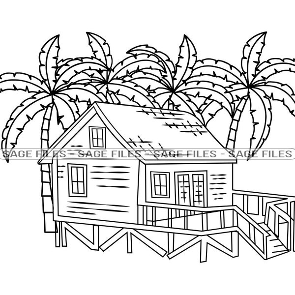 Beach House Clipart - Etsy