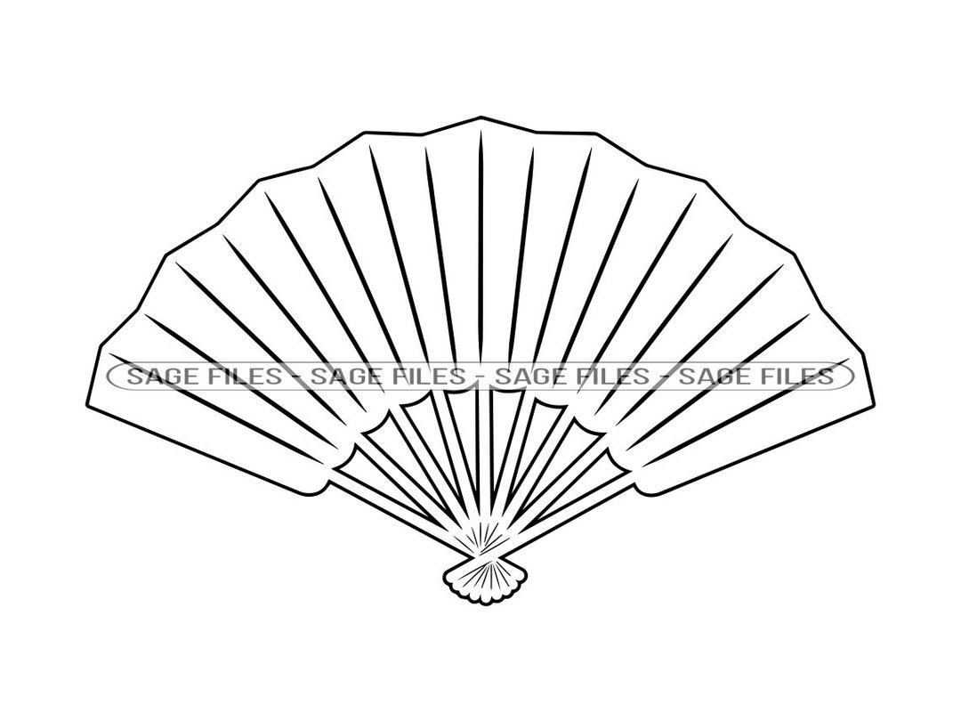 Folding Hand Fan Outline SVG, Hand Fan Svg, Hand Fan Clipart, Hand Fan
