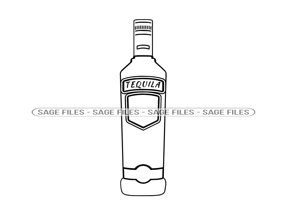 Tequila Outline SVG, Tequila Bottle Svg, Alcohol Svg, Tequila Clipart