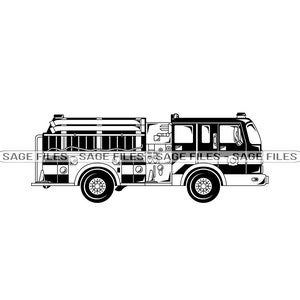 Fire Truck #6 SVG, Firetruck Svg, Fire Engine SVG, Fire Truck Clipart, Fire Truck Files for Cricut, Cut Files For Silhouette, Png, Dxf