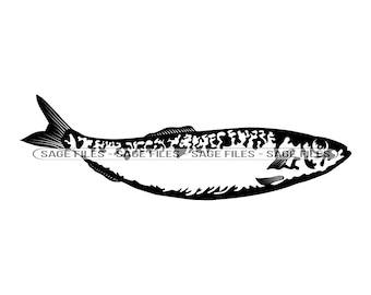 Sardinha SVG, Pesca Svg, Peixe Svg, Clipart de pesca, Arquivos de pesca para Cricut, Arquivos de corte de pesca para silhueta, Png, Dxf