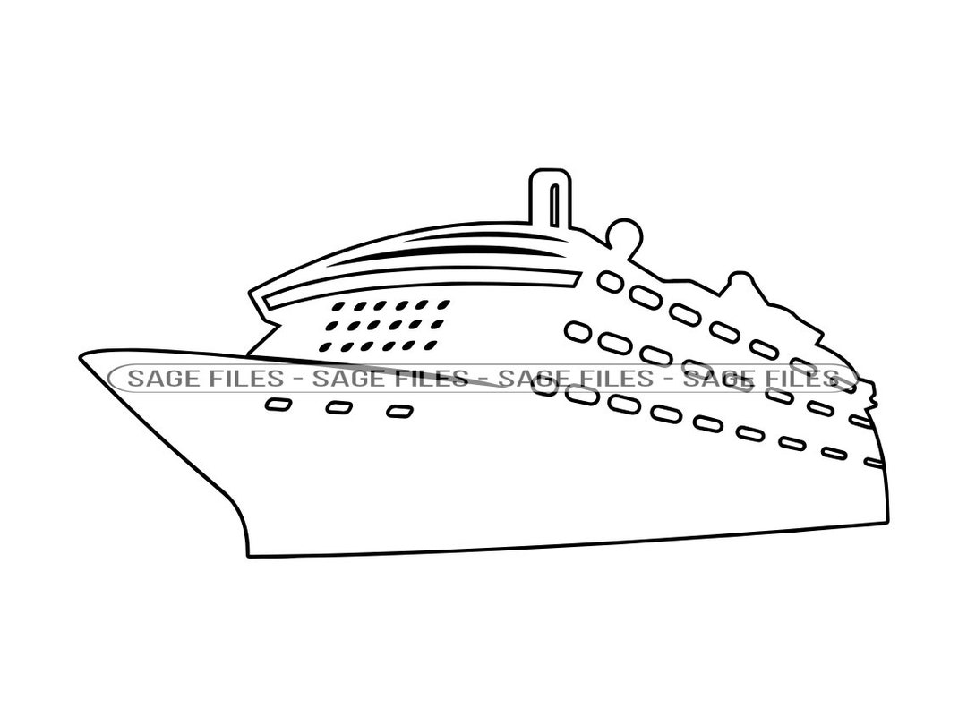 Cruise Ship Outline #5 SVG, Cruise Ship SVG, Cruise Ship Clipart ...