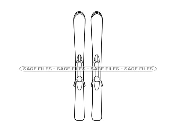 Skis Outline SVG Skis SVG Skiing Svg Skis Clipart Skis - Etsy
