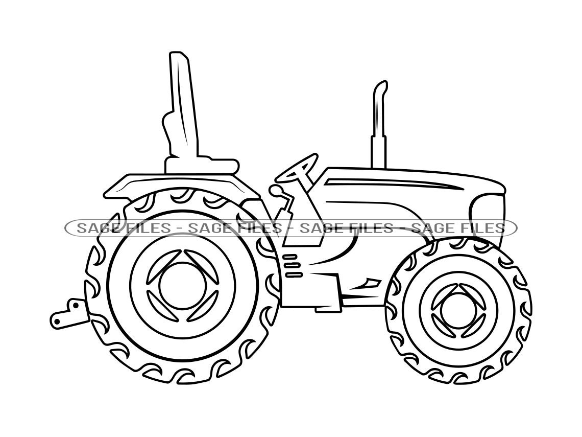 Tractor Outline 9 SVG, Tractor SVG, Farm Tractor SVG, Tractor Clipart