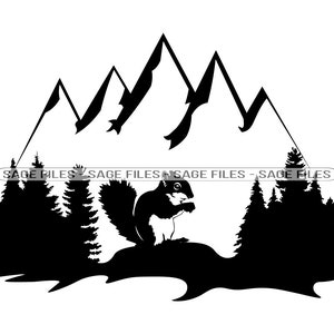 Squirrel Wildlife SVG, Squirrel Forest and Mountain Svg, Squirrel Svg, Squirrel PNG, Squirrel Design, Clipart, Cut Files, Png, Dxf