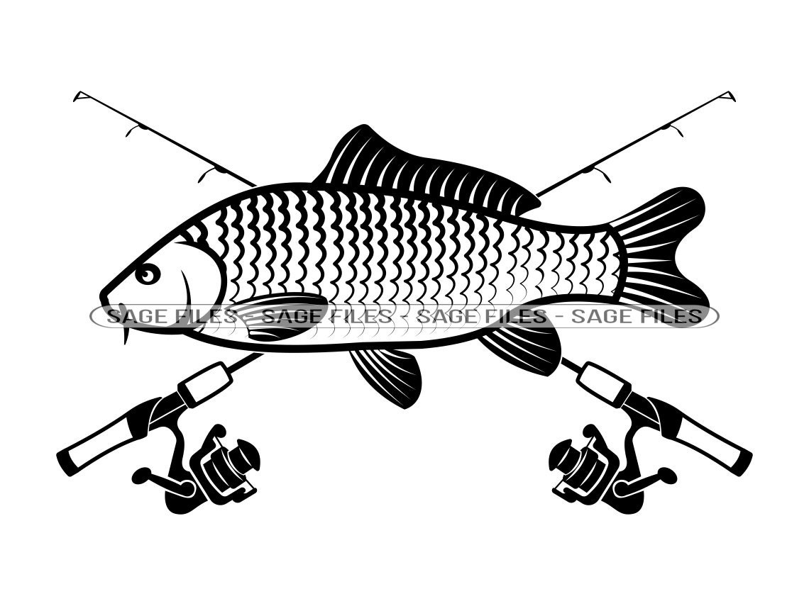 Carp Fishing SVG, Fishing Logo Svg, Fish Svg, Fishing Clipart