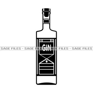 Gin Fles SVG, Gin Svg, Alcohol Fles Svg, Gin Clipart, Gin Bestanden voor Cricut, Gin Cut Bestanden Voor Silhouet, Png, Dxf
