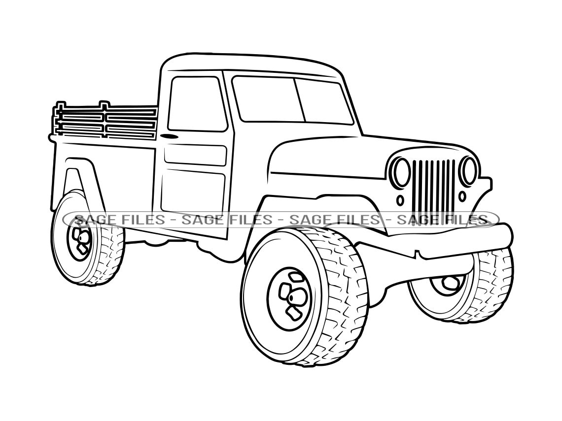 Pickup Truck Clipart Outline