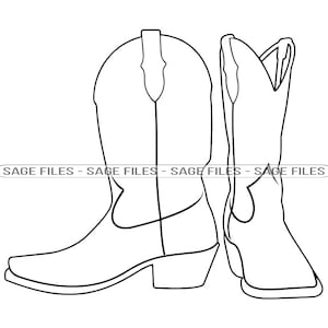 Cowboy Boots Outline #2 SVG, Cowboy Boots SVG, Cowboy Svg, Cowboy Boots Clipart, Dateien für Cricut, Cut Files für Silhouette, Png, Dxf
