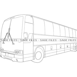 Coach Bus Outline SVG, Coach Bus Clipart, Coach Bus Files for Cricut, Coach Bus Cut Files For Silhouette, Png, Dxf