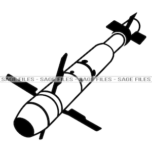 Missile #6 Svg, Missile Svg, Rocket Svg, Bomb Svg, Missile Clipart, Missile Files for Cricut, Missile Cut Files For Silhouette, Png, Dxf