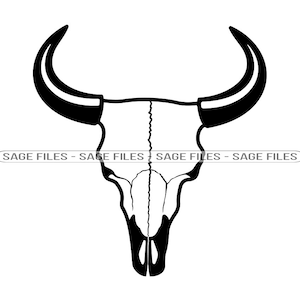 Bison Skull SVG, Cow Skull Svg, Cattle Skull Svg, Bison Skull Clipart, Files for Cricut, Cut Files For Silhouette, Png, Dxf