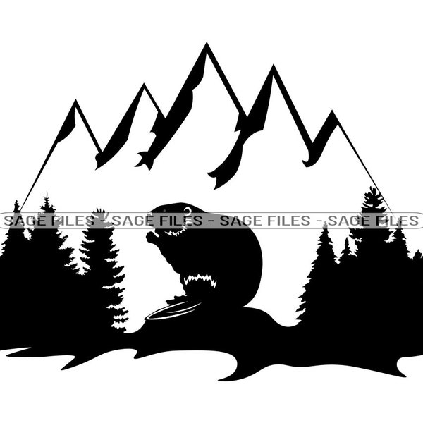 Beaver Wildlife SVG, Beaver Forest and Mountain Svg, Beaver Svg, Beaver PNG, Beaver Design, Clipart, Cut Files, Png, Dxf