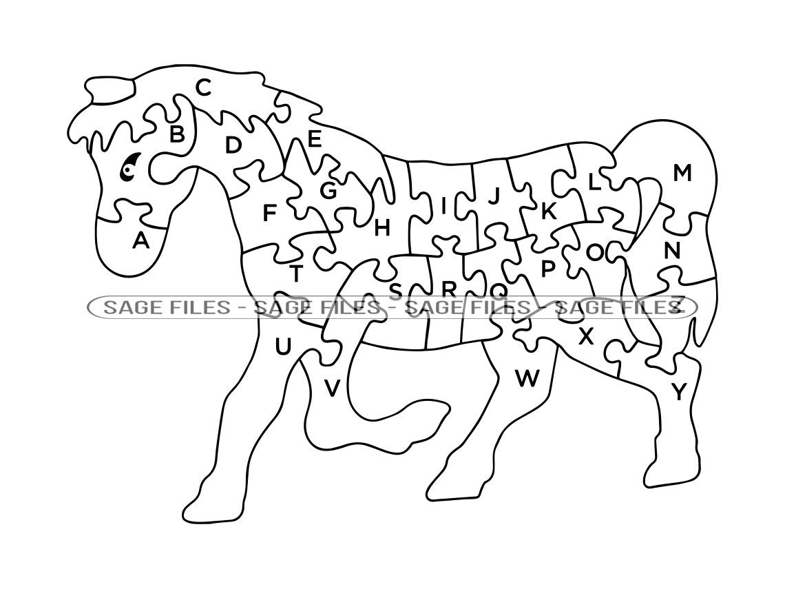 Horse Puzzle Outline SVG Puzzle SVG Horse SVG Horse Etsy