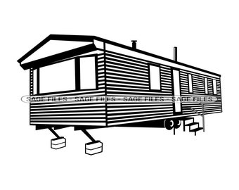 Mobile Home #3 SVG, Mobile Home SVG, Trailer Home Svg, Mobile Home Clipart, arquivos para Cricut, arquivos cortados para silhueta, Png, Dxf