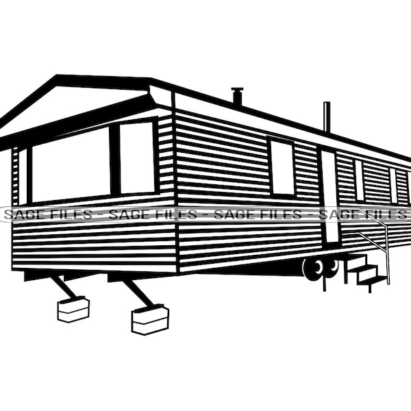 Mobile Home #3 SVG, Mobile Home SVG, Trailer Home Svg, Mobile Home Clipart, Files for Cricut, Cut Files For Silhouette, Png, Dxf