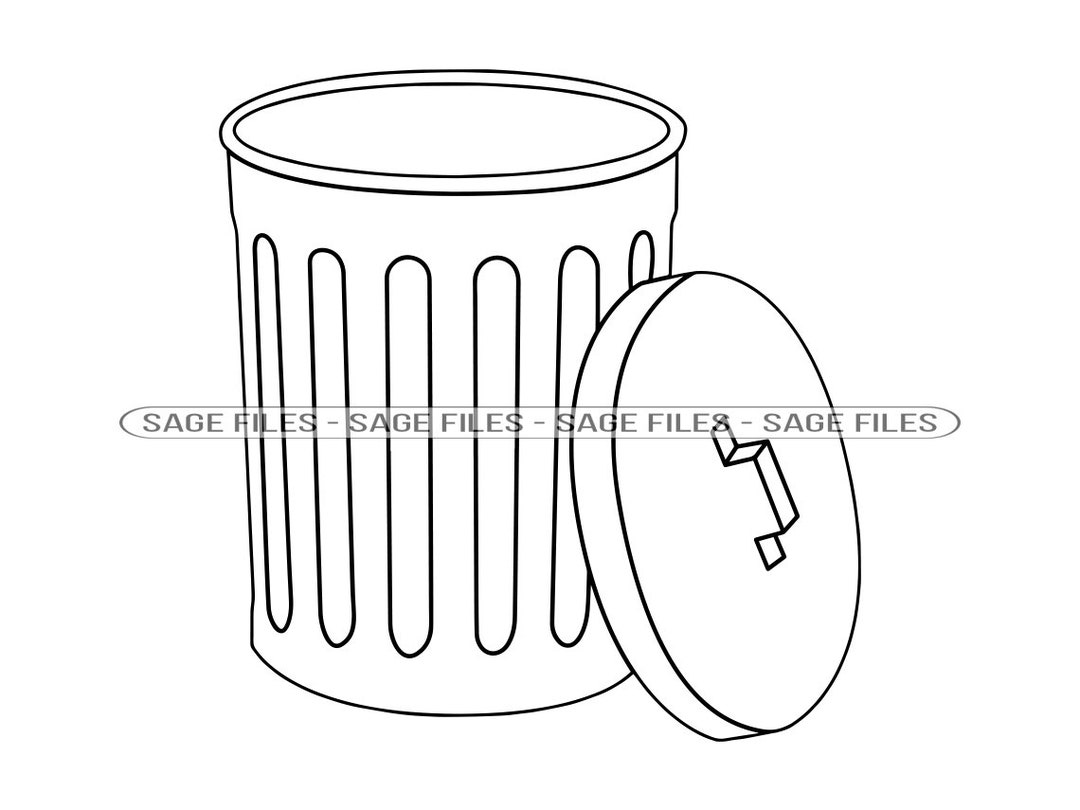 Trash Can Outline SVG, Garbage Can Svg, Recycle Svg, Trash Can Clipart
