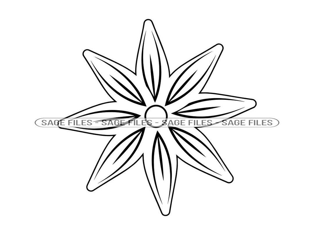 Star Anise Outline SVG Star Anise SVG Star Anise Clipart - Etsy
