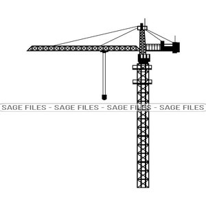 Tower Crane SVG, Construction Crane SVG, Tower Crane Clipart, Tower Crane Files for Cricut, Cut Files For Silhouette, Png, Dxf