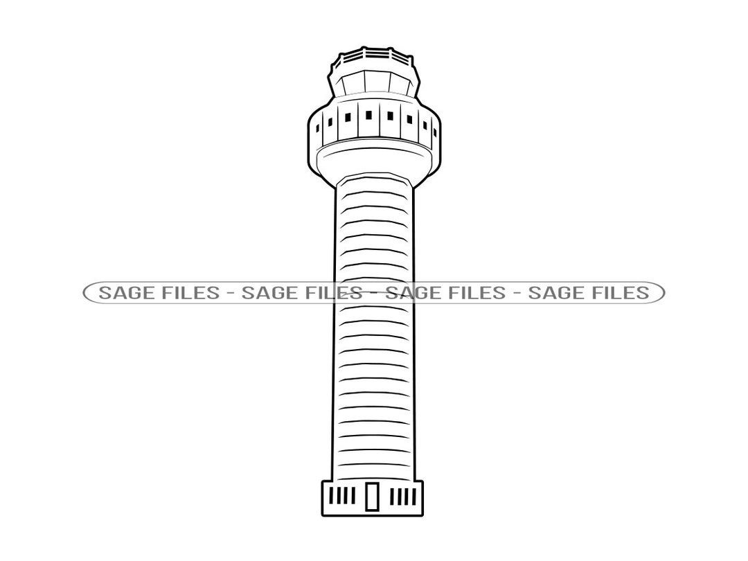 Air Traffic Control Tower Outline 2 SVG, Airport Control Tower Svg