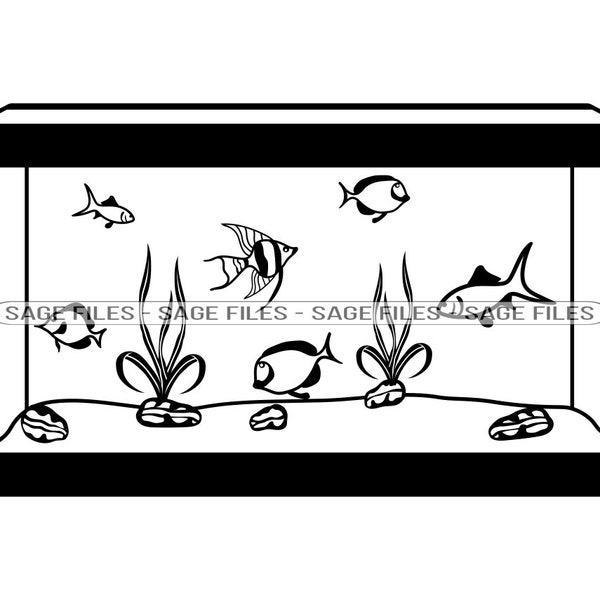 Aquarium SVG, Fish Tank Svg, Aquarium Clipart, Aquarium Files for Cricut, Aquarium Cut Files For Silhouette, Png, Dxf