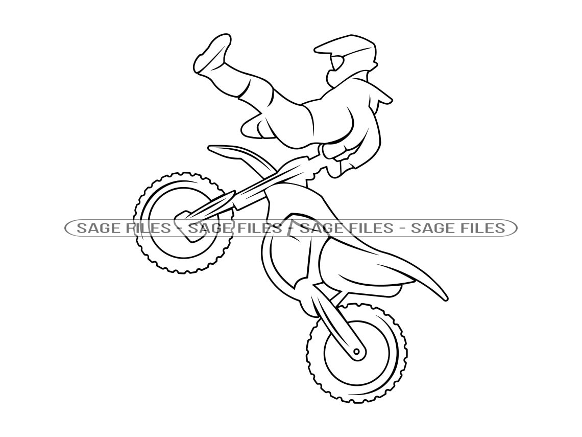 Freestyle Motocross Outline 7 SVG Dirt Bike Svg Stunt Bike photo