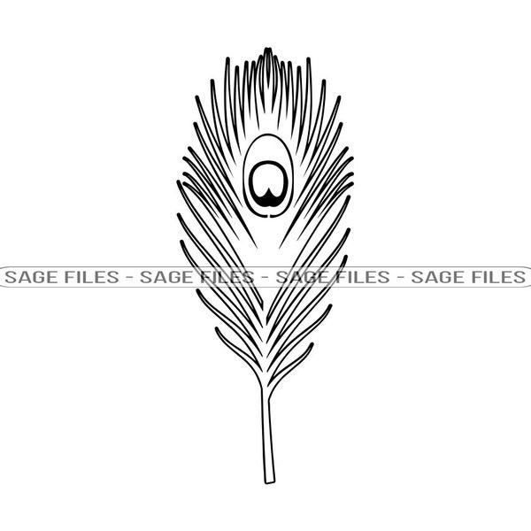 Peacock Feather Outline SVG, Peacock SVG, Peafowl Svg, Peacock Clipart, Peacock Files for Cricut, Cut Files For Silhouette, Png, Dxf